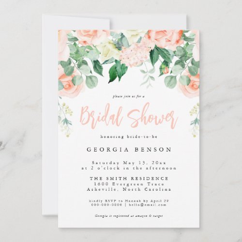 Blush Floral Bridal Shower Invitation