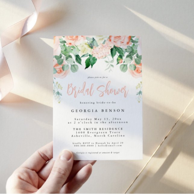 Blush Floral Bridal Shower Invitation (Creator Uploaded)