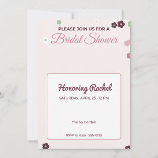 Blush Floral Bridal Shower Invitation Elegant