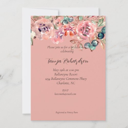 Blush Floral Bridal Shower Invitation Post Card