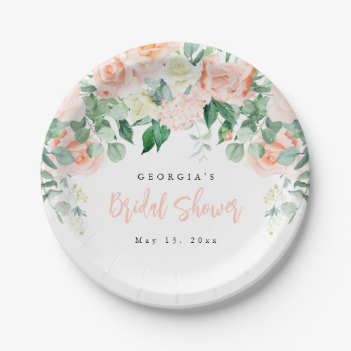Blush Floral Bridal Shower Paper Plates