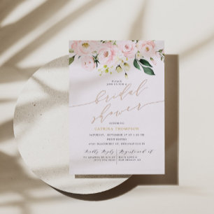Blush Floral Bridal Shower Rose Gold Foil Invitation