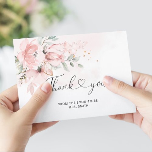 Blush Floral bridal shower thank you card