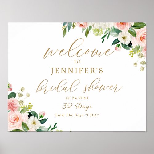 Blush Floral Bridal Shower Welcome Poster