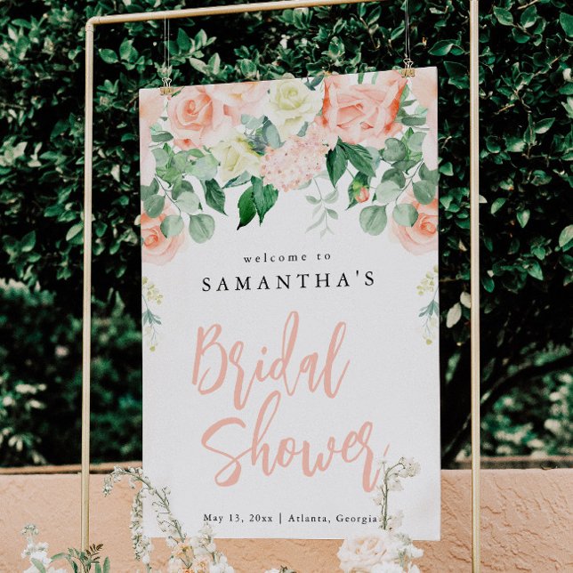 Blush Floral Bridal Shower Welcome Sign (Creator Uploaded)