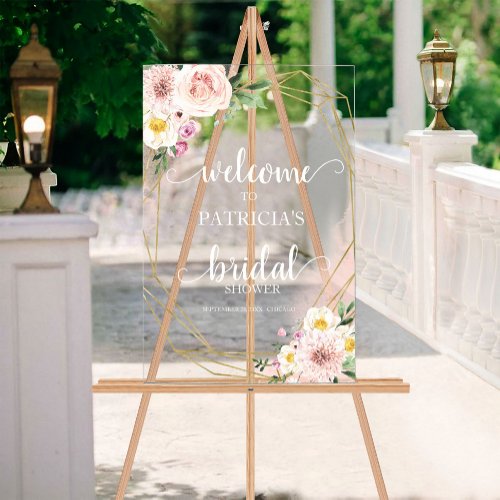 Blush Floral Bridal Shower Welcome Sign