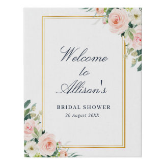 blush floral bridal shower welcome sign