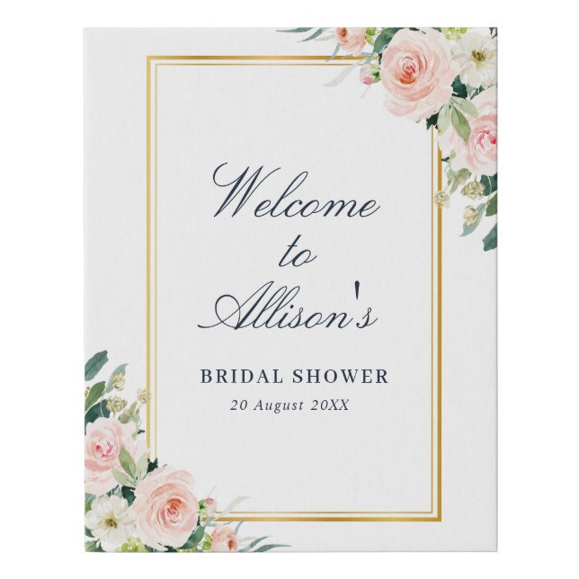 blush floral bridal shower welcome sign (Front)