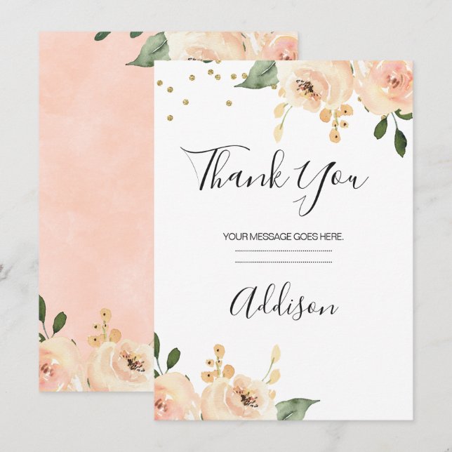 Blush Floral Bridal Thank You Card (Front/Back)