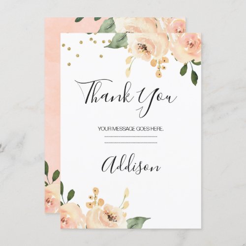 Blush Floral Bridal Thank You Card