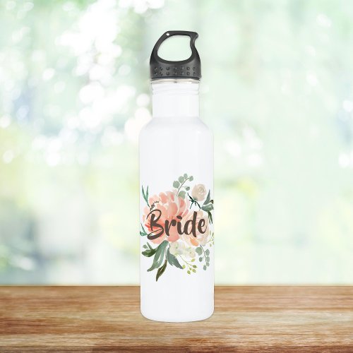 Blush Floral Bride Stainless Steel Water Bottle