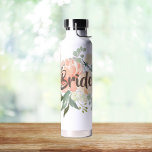 Blush Floral Bride Water Bottle<br><div class="desc">Multiple colors available. Personalize with your name or title.</div>