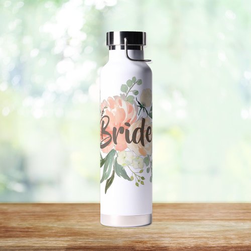 Blush Floral Bride Water Bottle