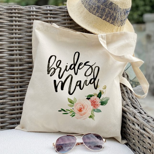 Blush floral  bridesmaid gifts tote bag (Creator Uploaded)