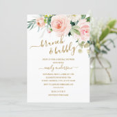 Blush Floral Brunch And Bubbly Bridal Shower Invitation (Standing Front)