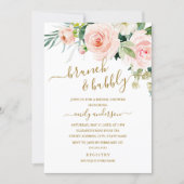 Blush Floral Brunch And Bubbly Bridal Shower Invitation (Front)