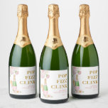 Blush Floral Brunch and Bubbly Pop Fizz Clink Sparkling Wine Label<br><div class="desc">Blush Floral Brunch and Bubbly Pop Fizz Clink sparkling wine Labels</div>