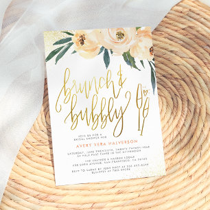 Blush Floral Brunch & Bubbly Bridal Shower Invitation