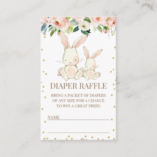 Blush Floral Bunnies Baby Shower Enclosure Card