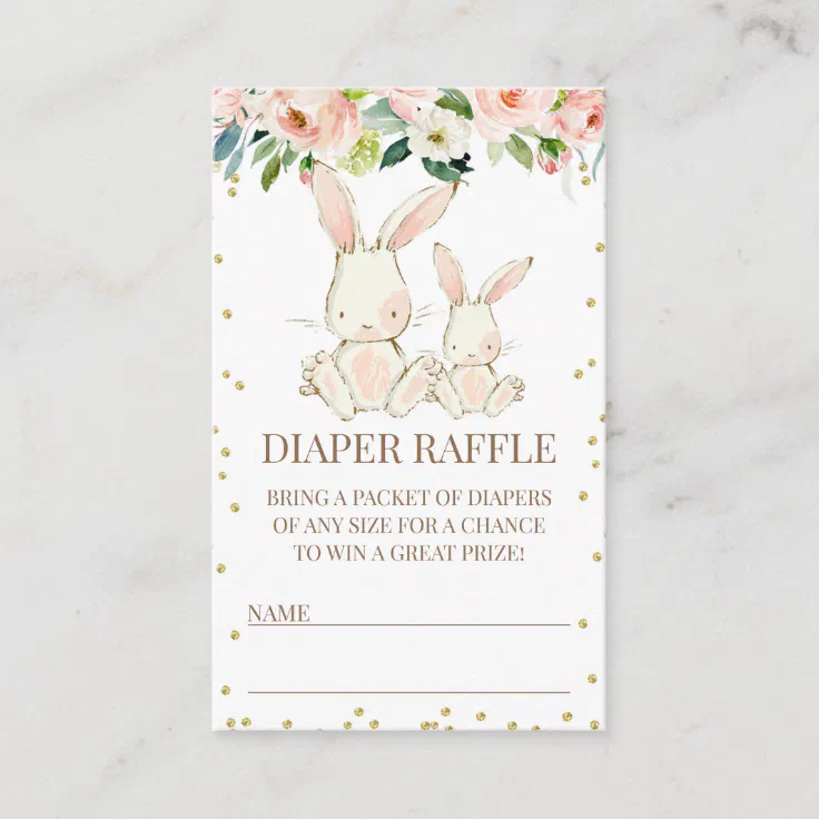 Blush Floral Bunnies Baby Shower Enclosure Card Zazzle