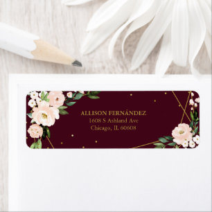 Blush Floral Burgundy Quinceanera Label
