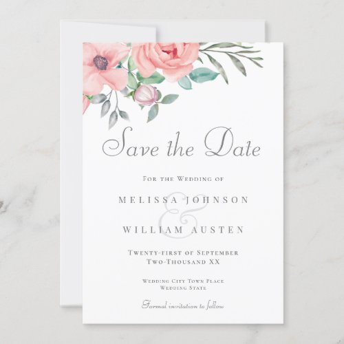 Blush Floral Burgundy Watercolor Wedding Save The Date