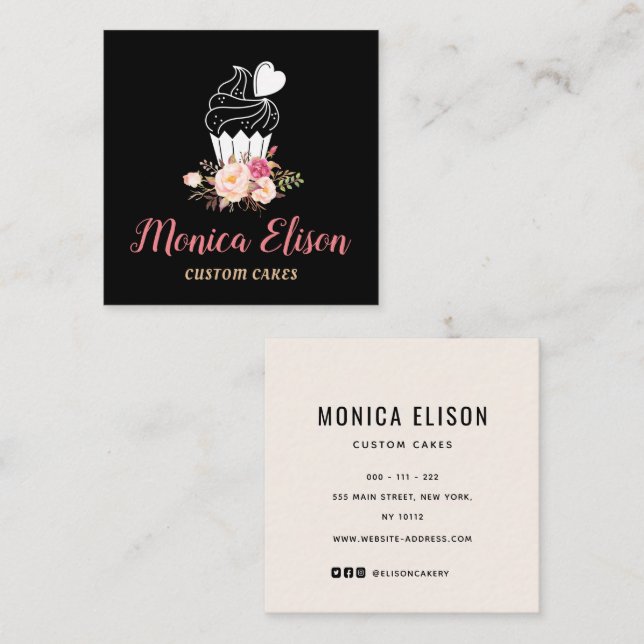 blush floral business card (Front/Back)