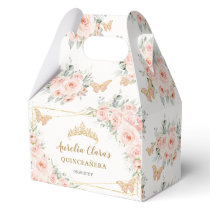 Blush Floral Butterflies Quince XV Birthday Gable Favor Boxes
