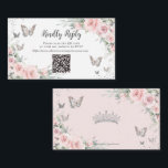 Blush Floral Butterflies Quinceañera QR Code RSVP Enclosure Card<br><div class="desc">This chic floral Quinceañera / Sweet 16 QR Code RSVP card features delicate pastel blush pink flowers, a silver crown, and pretty blush and silver butterflies. Simply click the customize it further button to edit the texts, change fonts and fonts colors. Matching items available in store. (c) Somerset Fine Paperie...</div>