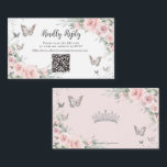 Blush Floral Butterflies Quinceañera QR Code RSVP Enclosure Card<br><div class="desc">This chic floral Quinceañera / Sweet 16 QR Code RSVP card features delicate pastel blush pink flowers, a silver crown, and pretty blush and silver butterflies. Simply click the customize it further button to edit the texts, change fonts and fonts colors. Matching items available in store. (c) Somerset Fine Paperie...</div>