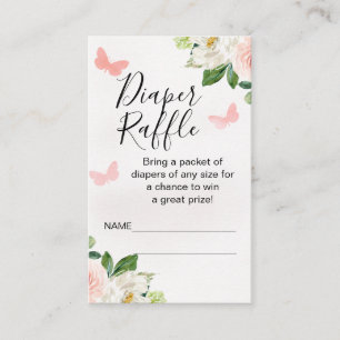 Blush Floral Butterfly Diaper Raffle Insert