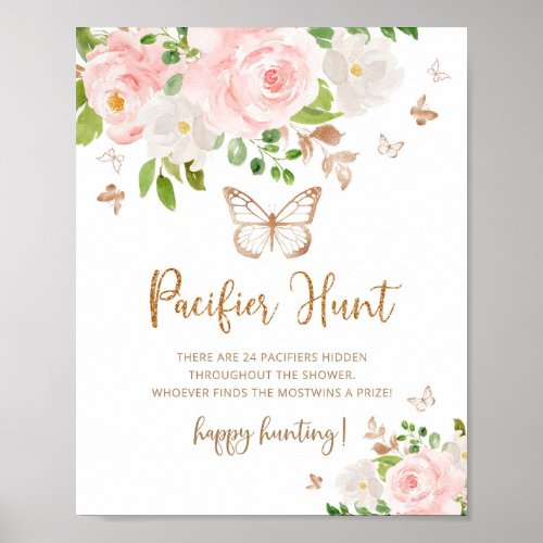 Blush Floral butterfly pacifier hunt game Poster