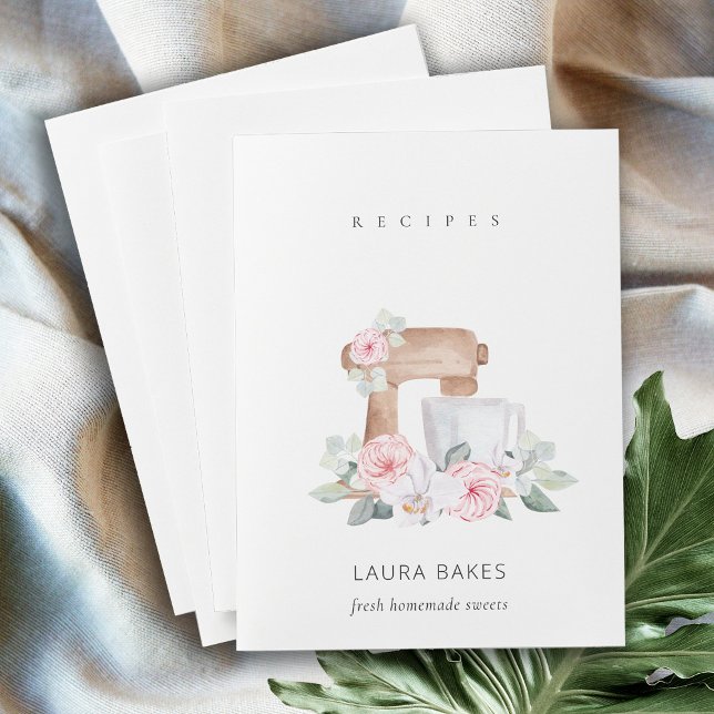 Blush Floral Cake Mixer Bakery Catering Recipe Pocket Folder (Creator Uploaded)