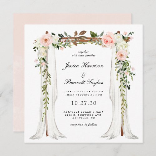 Blush Floral Canopy Wedding Invitation