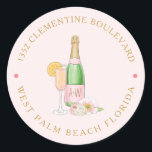 Blush Floral Champagne Bridal Shower Address Class Classic Round Sticker<br><div class="desc">Orange Cutie Baby Shower Return address Classic Round Sticker</div>