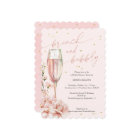 Blush floral chic brunch and bubbly champagne inv