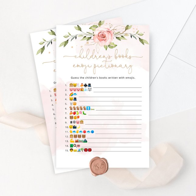 Blush floral childrens books emoji pictionary game (Creator Uploaded)