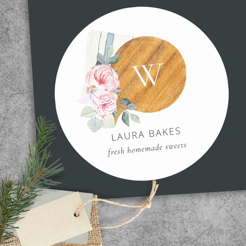 Blush Floral Chopping Board Napkin Catering Classic Round Sticker