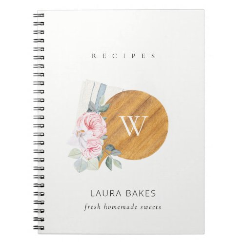 Blush Floral Chopping Board Napkin Catering Recipe Notebook