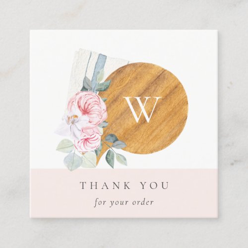 Blush Floral Chopping Board Napkin Thank You Square Business Card