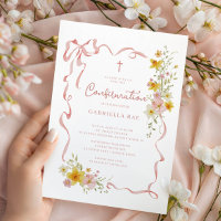 Blush Floral Confirmation Invitation