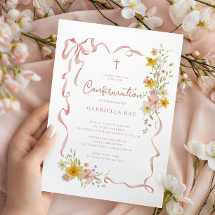 Blush Floral Confirmation Invitation