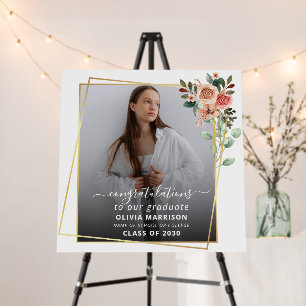 Blush Floral Congrats Graduate Graduation Photo  Foam Board