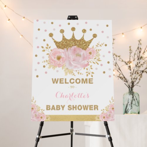 Blush Floral Crown Princess Baby Shower Welcome  Foam Board