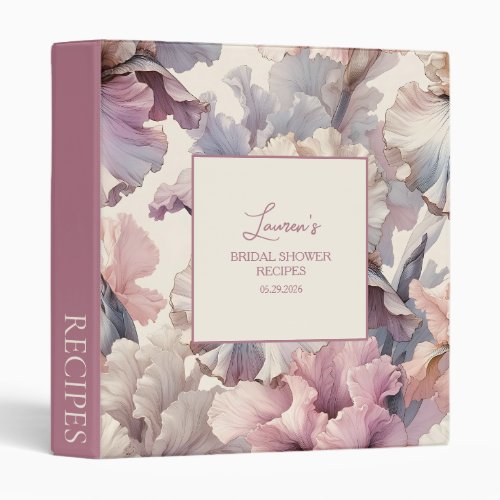Blush Floral Custom Bridal Shower Recipe Book 3 Ring Binder