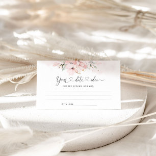 Blush floral  Date night ideas. Date jar Enclosure Card