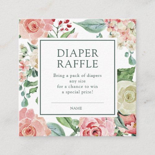 Blush Floral Diaper Raffle Enclosure Card