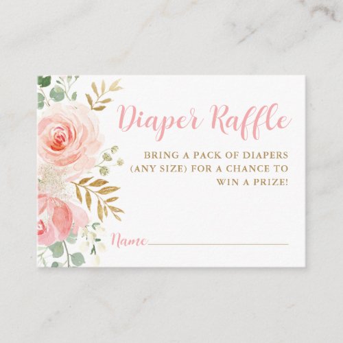 Blush Floral Diaper Raffle Ticket Card