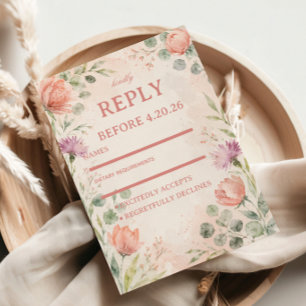 Blush Floral Elegan RSVP Card