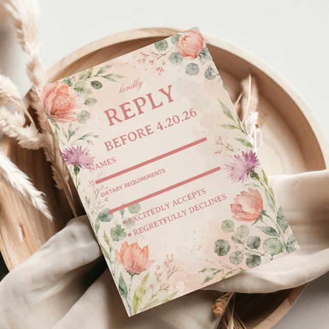 Blush Floral Elegan RSVP Card (Creator Uploaded)